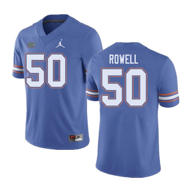 NCAA Florida Gators Tanner Rowell Men's #50 Jordan Brand Blue Stitched Authentic College Football Jersey YSF7564TR